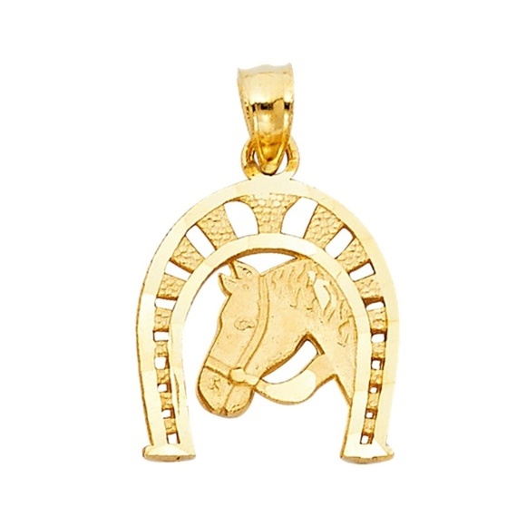 New 14K Yellow Gold Lucky Horsehoe Pendant